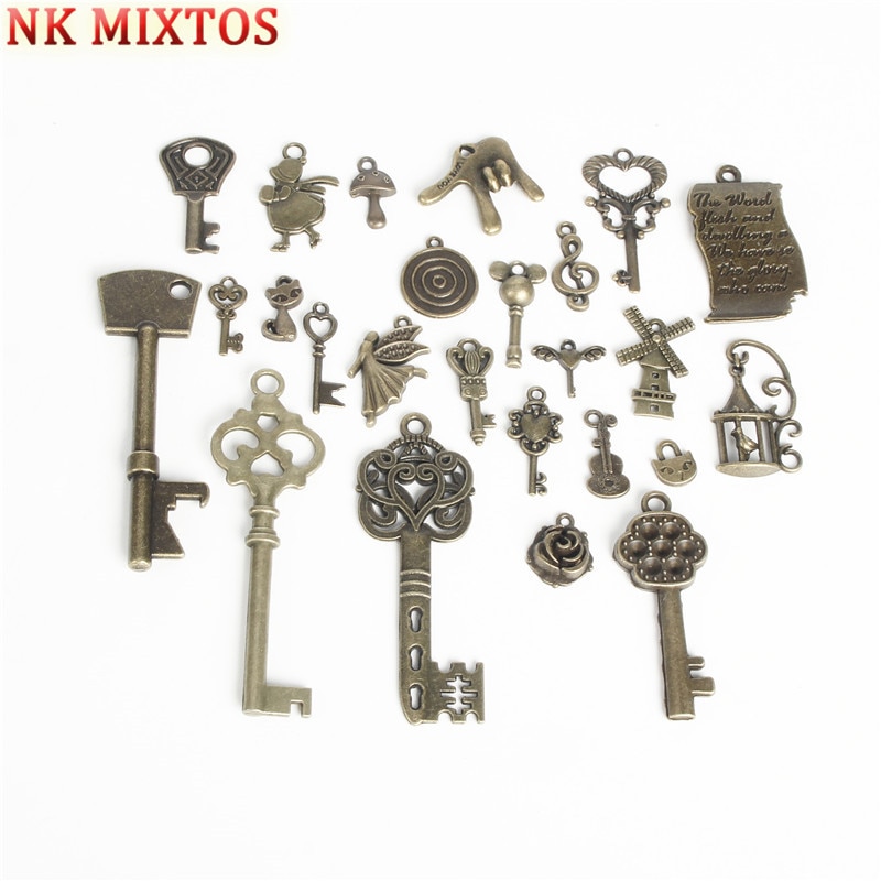 NK ͽ 25Pcs / Set ũ Steampunk ȥ Ű Ʈ ŷ   ׼  DIY   ǰ/NK MIXTOS 25Pcs / Set Punk Steampunk Mixed Key Pendant Charm Necklace Jew